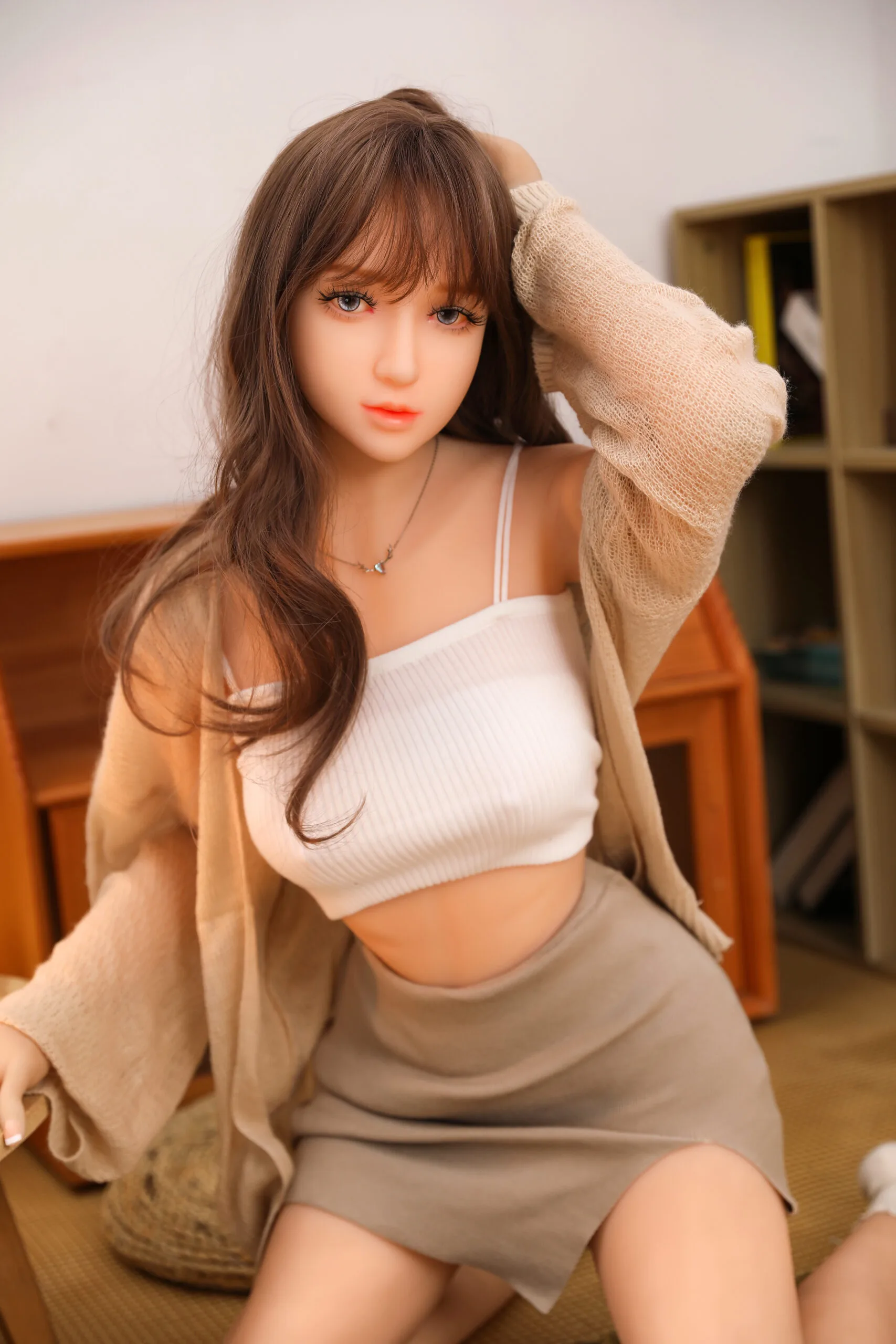 Sayuri – #158152Realistic Asian Face Sex Doll – Life-Size TPE Full-Body Male Masturbator with Oral, Vagina & Breasts, Waterproof Design. product image showing body appearance and material texture