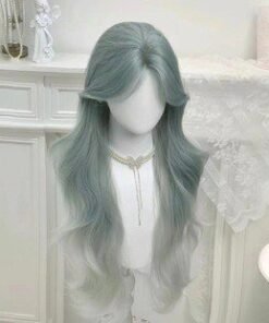 Light Blue gray Wavy with Bangs Synthetic Doll Wig Colorful Synthetic Wig Set Dolls Long Customizable View 6 16
