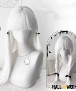 Pure White Long Straight Halloween Synthetic Doll Wig Stylish Synthetic Doll Wigs Long Flowing Hairstyles Natural View 7 24