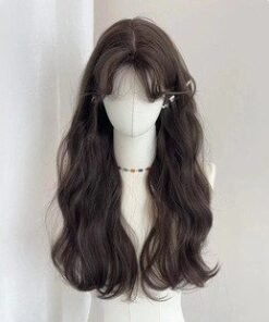 Long Dark Brown Wavy with Bangs Synthetic Doll Wig Stylish Synthetic Doll Wigs Long Flowing Hairstyles Natural View 3 28