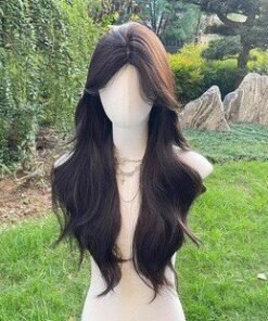 Customizable Long Black Synthetic Wig for Dolls - Versatile Styles with Hair Accessories product image showing body appearance and material texture