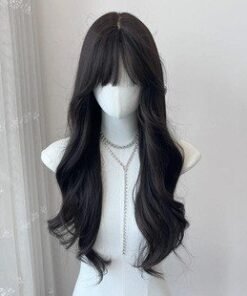 Customizable Long Black Synthetic Wig Dolls Versatile - view 5