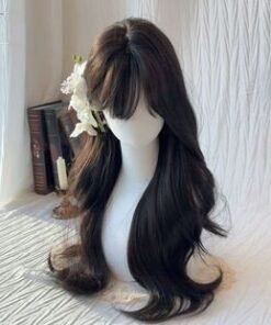 Customizable Long Black Synthetic Wig for Dolls - Versatile Styles with Hair Accessories product image showing body appearance and material texture