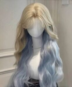 Blonde to Blue Ombre Long Wavy Synthetic Doll Wig Colorful Synthetic Wig Set Dolls Long Customizable View 8 53