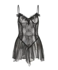Sheer Lace Ruffle Babydoll Nightwear – WildNightSexDoll product image showing body appearance and material texture