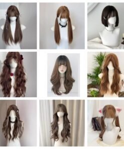 Beautiful Synthetic Doll Wigs – Long Wavy & Straight Styles in Brown, Black & Blonde Shades with Accessories