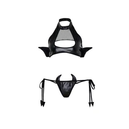 Sexy Devil Costume Lingerie Wings Horns WildNightSexDoll view 2 Sexy Devil Costume Lingerie with Wings and Horns – WildNightSexDoll product image showing body appearance and material texture