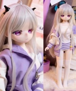 Home Sexdollwildnight comyour Perfect Companion Awaits Dd065 85 Luna 85cm Tpe Anime Doll Full Body Front View Showcasing Her Purple Jacket and Silver Hair Dd065 Dd065 luna full body front view purple jacket