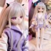DD06585 Luna 68cm TPE anime doll full body front view showcasing her purple jacket and silver hair Luna - 68cm Mini Anime TPE Doll with Articulated Skeleton, PVC Head, SKU: DD065 product image showing body appearance and material texture