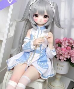 DD066 Seraphina 68cm TPE anime doll, full body seated pose showcasing her charming outfit and youthful appearance.