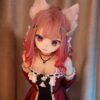 DD067 Momo 68cm TPE anime doll, close-up of her face with large, expressive anime eyes and cute features.