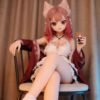 DD067 Momo 68cm TPE anime doll, seated pose with crossed legs, wearing a stylish kimono-style robe.
