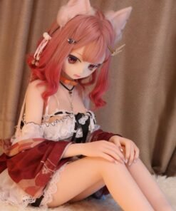 DD067 Momo 68cm TPE anime doll, sitting pose highlighting her delicate lace outfit and petite frame.