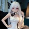 DD068 Luna 68cm TPE anime doll, upper body view in a white lace dress, detailing her neckline and hair accessories.