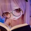 DD069 Miyuki 68cm TPE anime doll in a thoughtful pose, reading a book with her glasses on.