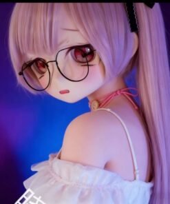 DD069 Miyuki 85cm TPE anime doll, showing her shoulder and the delicate white ruffled top with pink choker.