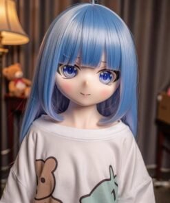DD072 Luna 68cm TPE anime doll, front view showcasing her charming face and vibrant blue hair.