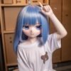 DD072 Luna 68cm TPE anime doll in a playful pose, featuring her expressive eyes and iconic blue hair.