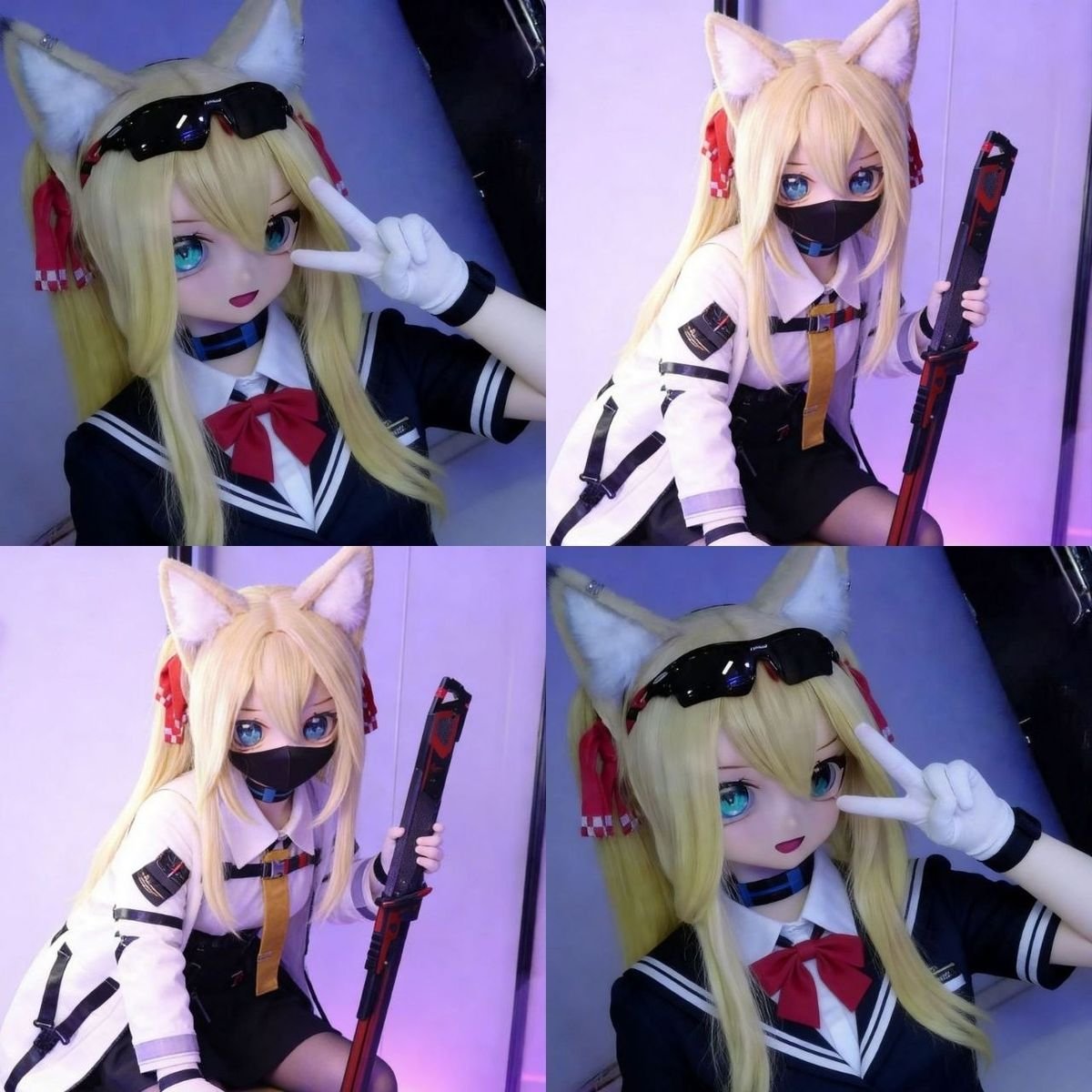 DD074 Kitsune 85cm TPE anime doll collage showing different outfits poses and closeup details Kitsune 85cm Anime Tpe Figure Dd074 Kitsune 85cm Tpe Anime Doll Collage Showing Different Outfits Poses and Close up Details Dd074 Dd074 kitsune collage outfit variations and poses