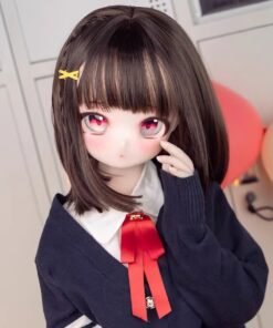 Home Sexdollwildnight comyour Perfect Companion Awaits Dd075 Hana Anime style Tpe Doll Close up Showing Large Red Eyes Blushed Cheeks and Navy School Uniform with Red Ribbon Bow Dd075 Dd075 hana face closeup red eyes school uniform