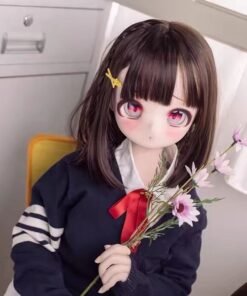 Home Sexdollwildnight comyour Perfect Companion Awaits Dd075 Hana 85cm Petite Anime Tpe Figure Seated Pose Holding Pink Wildflowers Wearing Navy School Sweater with Red Ribbon Tie Dd075 Dd075 hana seated pose holding flowers anime style