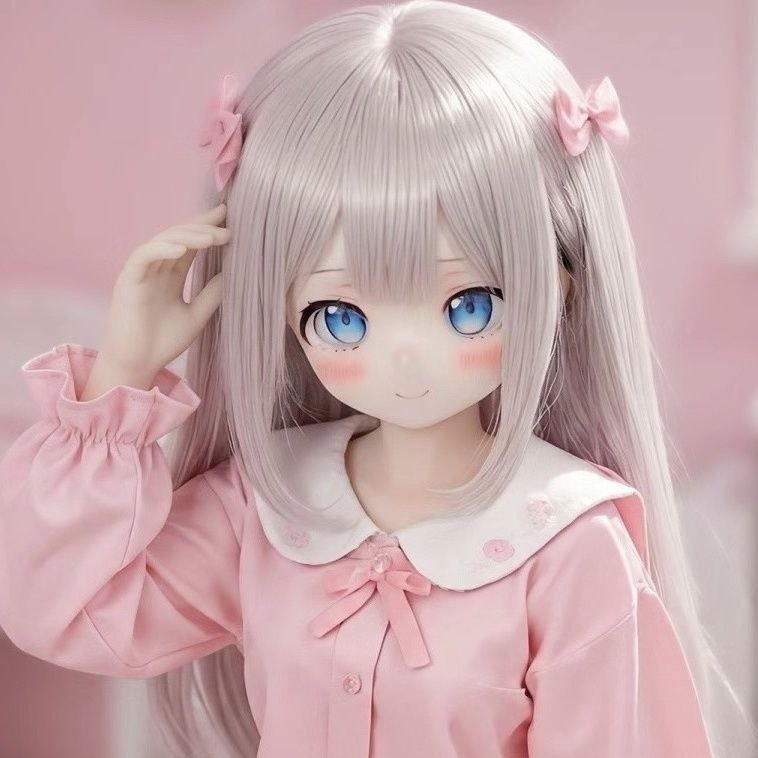 DD076 Eri 68cm TPE anime doll closeup of her face highlighting her large blue eyes and rosy cheeks Eri - 68cm Mini Anime Full-Body TPE Figure with Articulated Skeleton, TPE Body PVC Head, SKU: DD076 product image showing body appearance and material texture