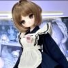 DD077 Yuki 85cm TPE anime doll, side profile showing her pose and the detailed ruffles of her maid outfit.