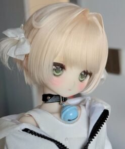 Home Sexdollwildnight comyour Perfect Companion Awaits Dd078 Momo 85cm Tpe Anime Doll Detailed View of Her Head and Neck Showing the Choker with a Blue Bell Accessory Dd078 Dd078 momo head detail choker blue bell accessory