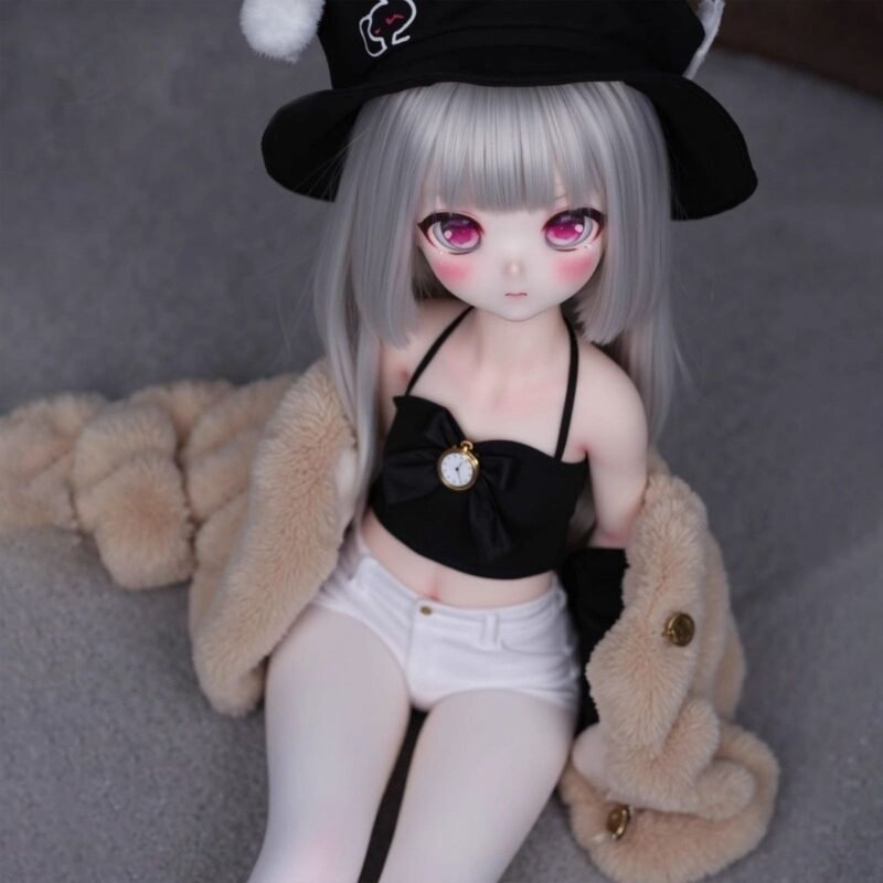 Noa Anime Full body Tpe Figure with Articulated Skeleton Tpe Body Pvc Head Sku Dd081 68cm Dd081 Luna 85cm Tpe Realistic Anime Doll Seated Pose Showcasing Her Petite Frame and Stylish Outfit Dd081 Dd081 luna full body seated pose