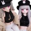 DD081 Luna 85cm TPE realistic anime doll, side-by-side comparison highlighting her delicate features and anime style.
