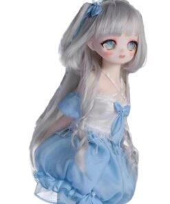 Home Sexdollwildnight comyour Perfect Companion Awaits Dd083 Luna 85cm Tpe Anime Doll Full Body Front View in a Charming Blue Dress with Silver Hair Dd083 Dd083 luna full body blue dress