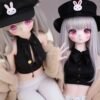 DD096 Luna 85cm TPE doll, close-up of two dolls' faces, featuring detailed anime-inspired eyes and delicate features.