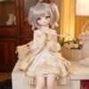 DD098 Aiko 85cm TPE anime doll, standing pose showcasing her elegant white and gold dress with intricate details.