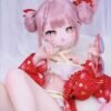 DD099 Sakura 85cm TPE anime doll seated pose wearing a kimono and bikini showing her charming features Sakura - Anime Full-Body TPE Figure with Articulated Skeleton, TPE Body PVC Head 68cm product image showing body appearance and material texture