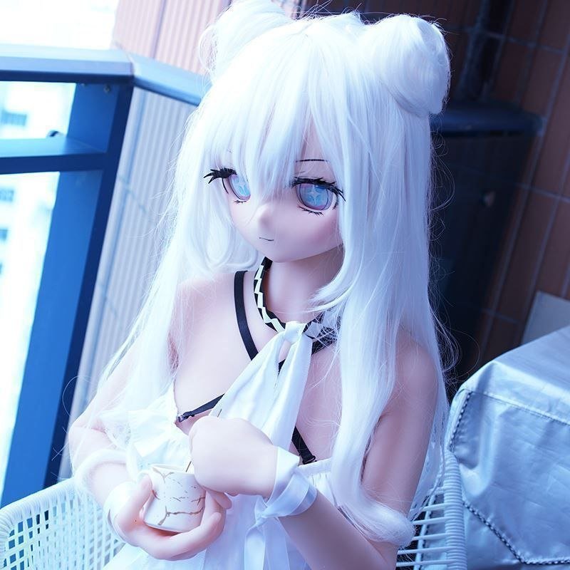 DD101 Luna 68cm TPE anime doll with white hair in a relaxed sitting pose holding a small object Dd101 Luna Anime Tpe Figure with Articulated Skeleton Pvc Head 68cm Dd101 Luna 68cm Tpe Anime Doll with White Hair in a Relaxed Sitting Pose Holding a Small Object Dd101 Dd101 luna sitting pose white hair
