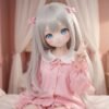 DD102 Eri 68cm TPE anime doll making a peace sign, highlighting her playful anime-inspired expression.
