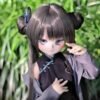 DD103 Mei 68cm TPE anime doll, close-up of her face and hands making a gesture outdoors.