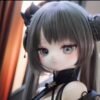 DD103 Mei 68cm TPE anime doll, close-up of her face in a black dress with intricate details.