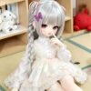 DD104 Seraphina 68cm TPE anime doll in a Lolita dress, seated with braided hair.