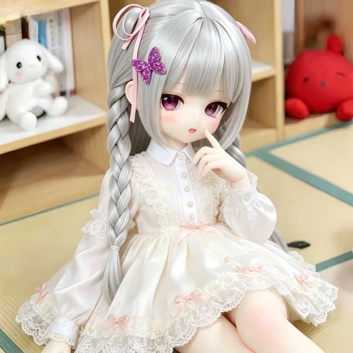 DD104 Seraphina 68cm TPE anime doll in a Lolita dress seated with braided hair Dd104 Seraphina Anime Tpe Full Body Doll with Articulated Skeleton 68cm Dd104 Seraphina 68cm Tpe Anime Doll in a Lolita Dress Seated with Braided Hair Dd104 Dd104 seraphina seated lolita dress braids