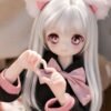 DD105 Luna 68cm TPE anime doll showing delicate hands forming a heart shape with a sweet expression.