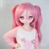 DD106 Luna 68cm TPE anime doll front view showcasing pink pigtails and playful expression DD106 Luna - Anime TPE Doll with Articulated Skeleton 68cm product image showing body appearance and material texture