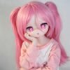 DD106 Luna 68cm TPE anime doll in a thoughtful pose, highlighting her delicate features and pink hair.