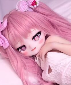 Home Sexdollwildnight comyour Perfect Companion Awaits Dd107 Lila 68cm Tpe Anime Doll Side Profile in a Relaxed Pose Highlighting Her Delicate Features and Pink Hair Dd107 Dd107 lila anime doll side profile lying pose