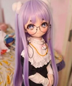DD108 Luna 68cm TPE anime doll, full body front view showcasing her charming outfit and lavender hair with cat ears.