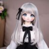 DD110 Luna 68cm TPE doll portrait, showcasing her delicate anime-inspired facial features and silver hair.