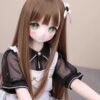 DD112 Miyuki 68cm TPE anime doll closeup view of her face and maid outfit with green eyes and brown hair DD112 Miyuki - Anime Full-Body TPE Figure with Articulated Skeleton 68cm product image showing body appearance and material texture