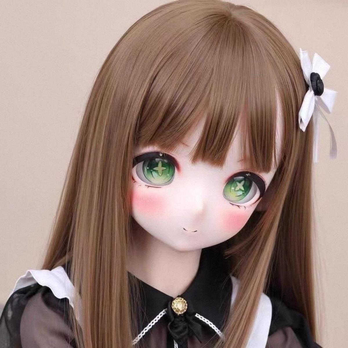 DD112 Miyuki 68cm TPE anime doll detailed closeup of her expressive face with large green eyes and rosy cheeks Dd112 Miyuki Anime Full body Tpe Figure with Articulated Skeleton 85cm Dd112 Miyuki 68cm Tpe Anime Doll Detailed Close up of Her Expressive Face with Large Green Eyes and Rosy Cheeks Dd112 Dd112 miyuki face detail anime doll