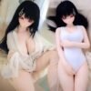 DD113 Ren 168cm full TPE realistic doll, showing front and side poses in white swimsuit and robe.