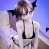 DD118 Lilith 68cm TPE anime doll close-up of her face, emphasizing her large blue eyes and charming anime features.